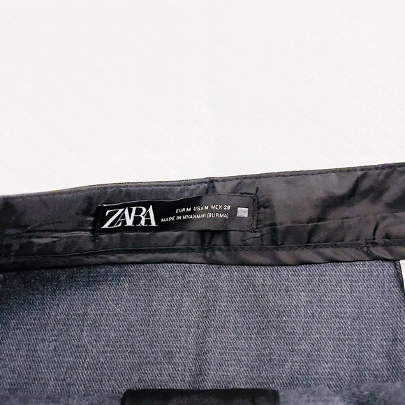 Zara Black A-Line Mini Skirt Front Pockets Silver Buttons SZM - Picture 4 of 6